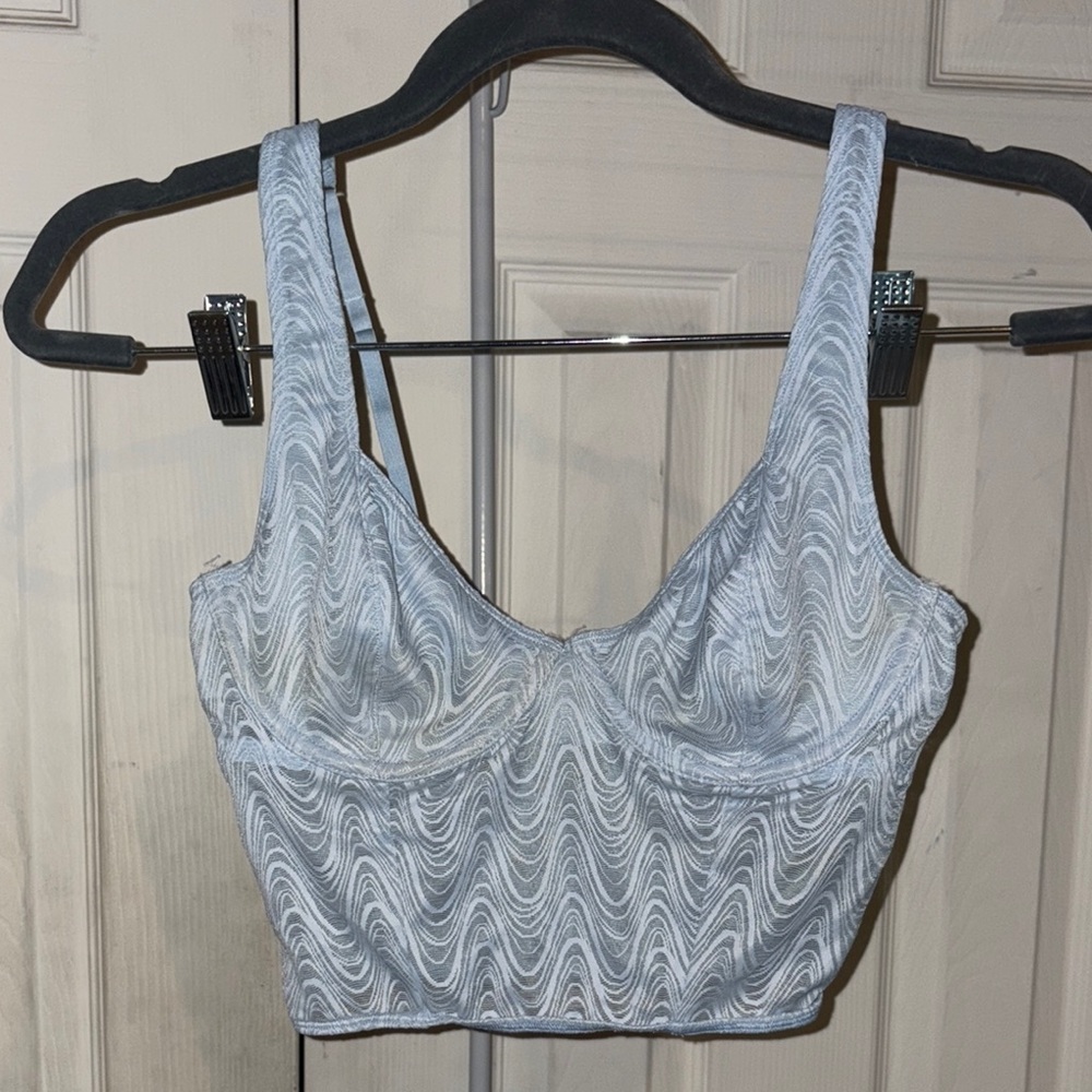 Hollister Blue and White Tank Top